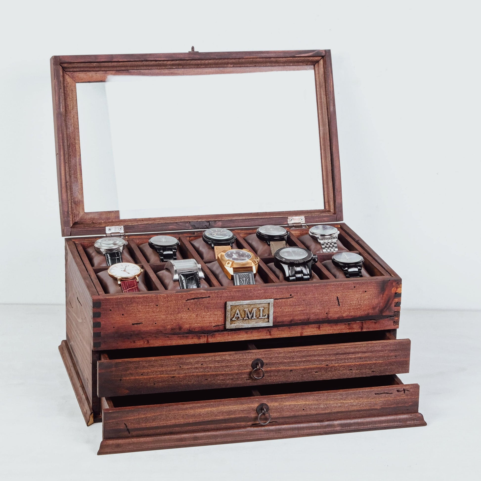 Watch Box for 10 Watches with Double Storage Drawer- Deferichs