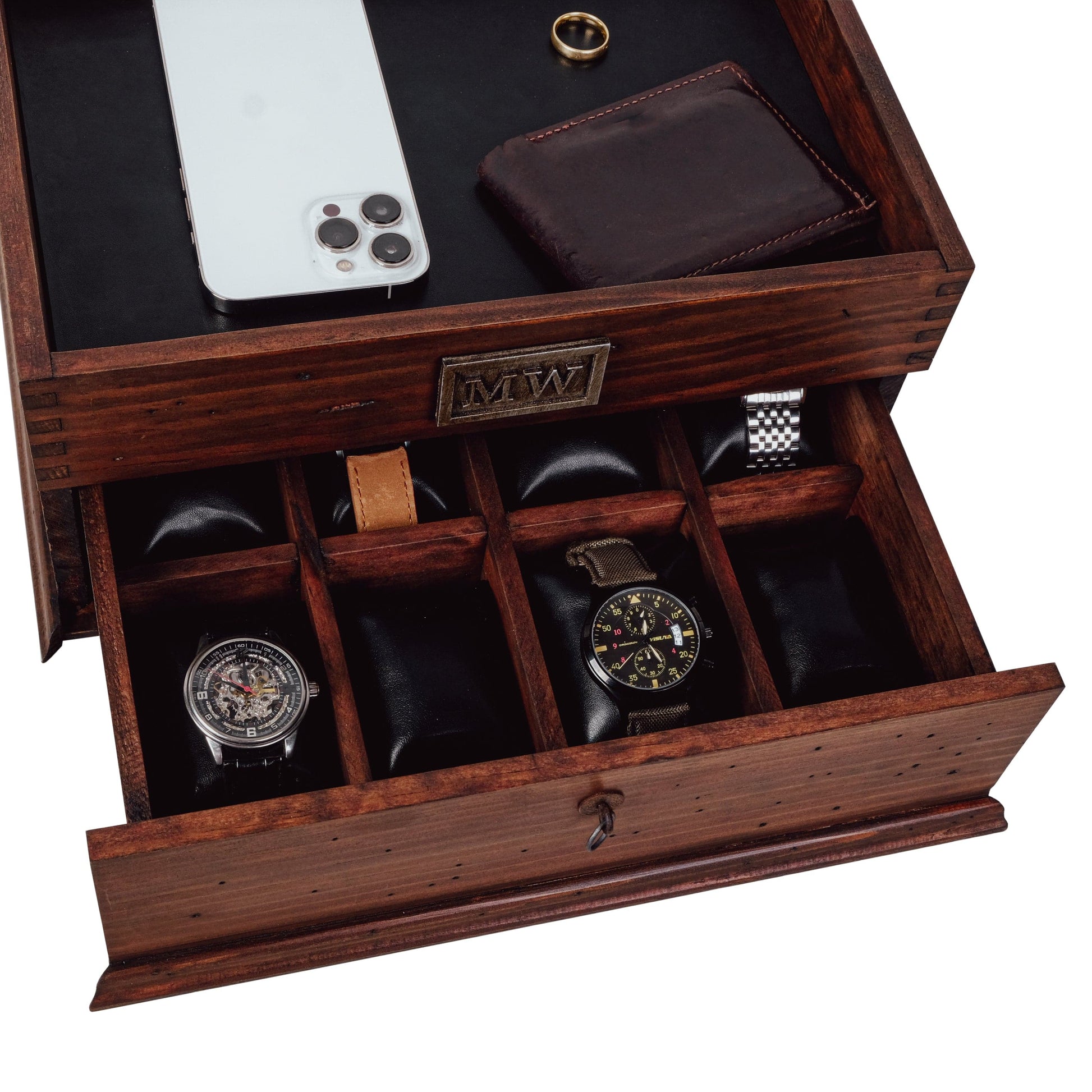 Men's Organizer Watch Box with Charging Station and Catch All - Deferichs