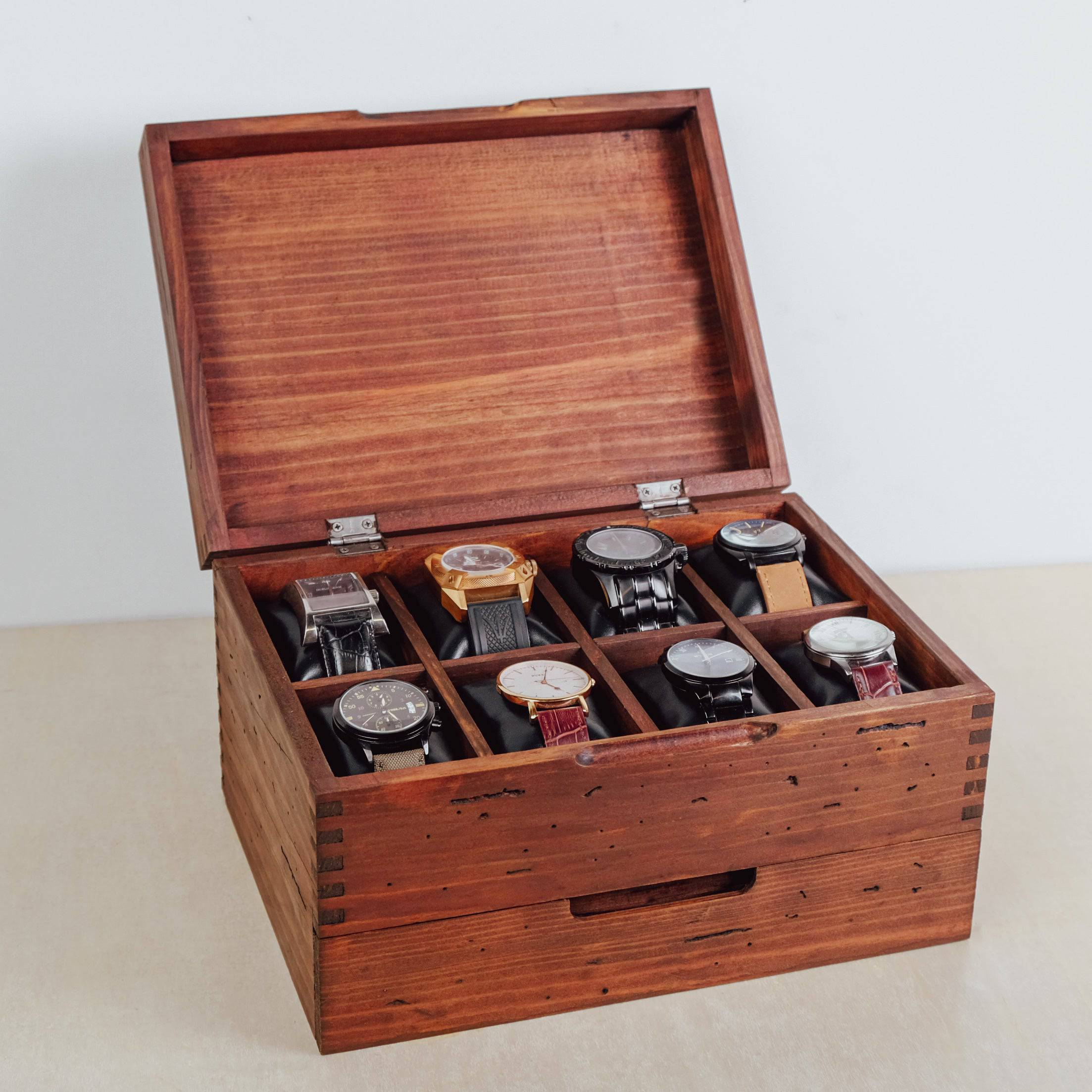 Men's Watch Box Storage Box for 8 Watches with Drawer – Deferichs