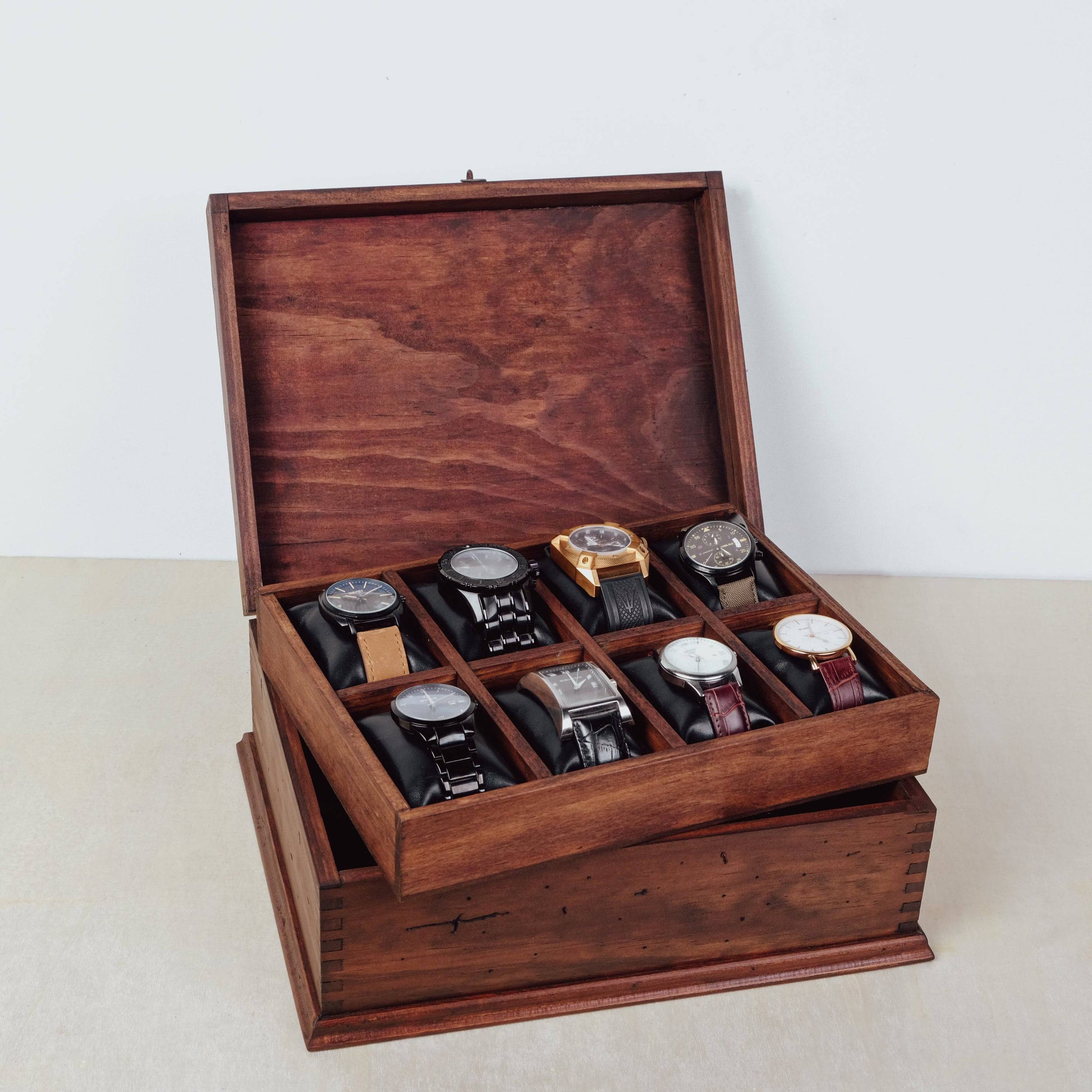 Watch Box for 8 Watches with secret compartment