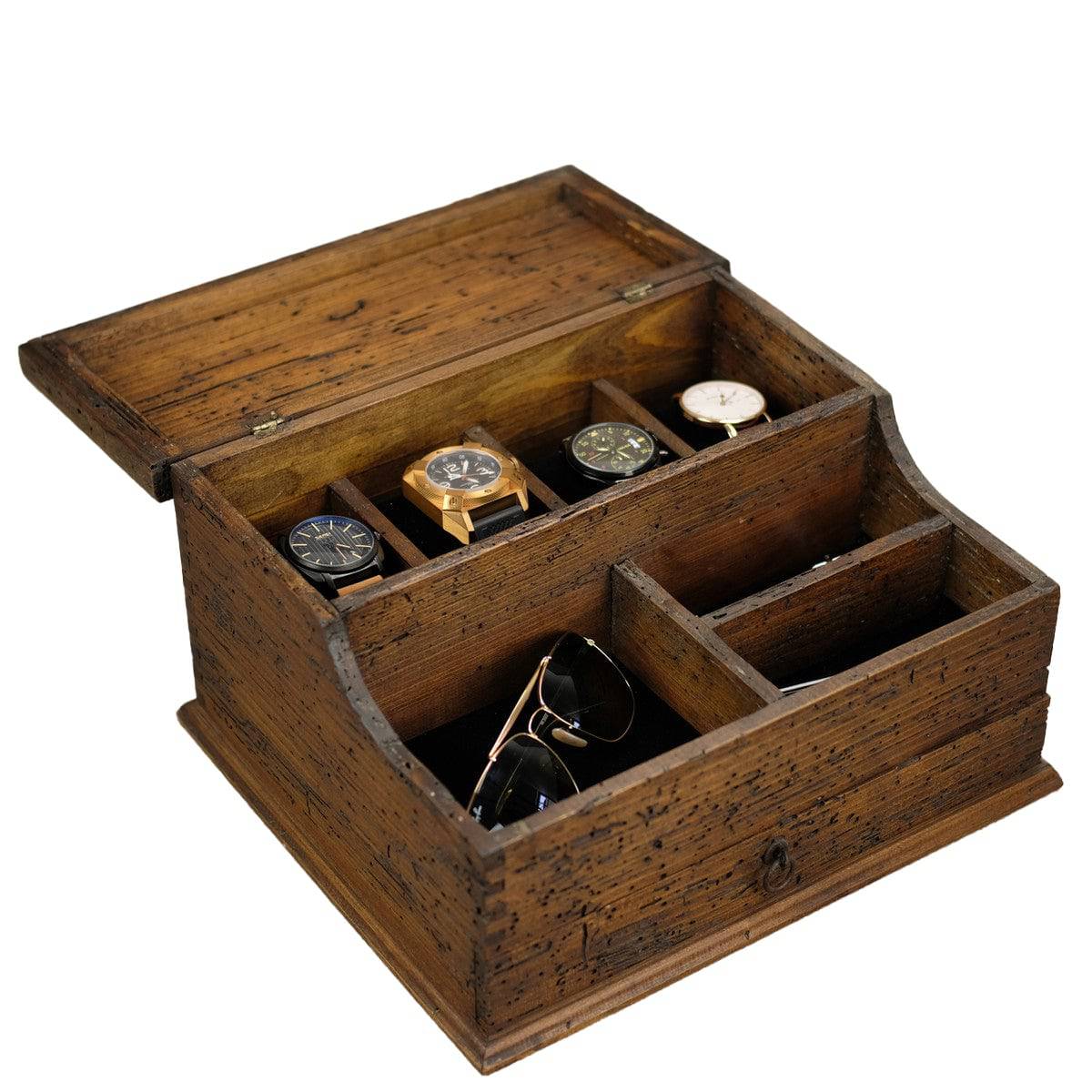 Watch Box with Valet Organizer for 4 Watches and Drawer - Deferichs