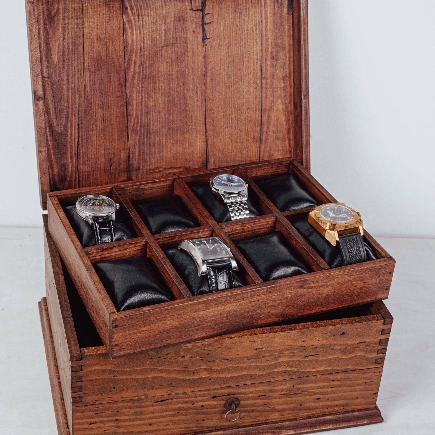 Wooden Chest Watch Box for 8 Watches with Drawer - Deferichs