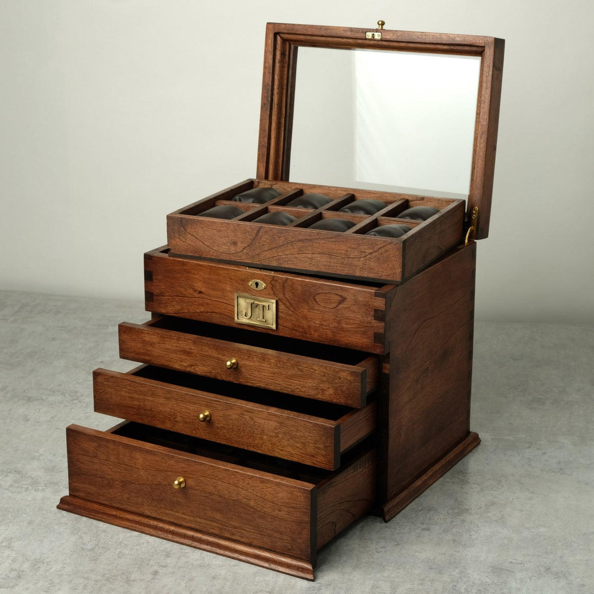 Premium Watch Box for 16 Watches with 3 Drawers and Lock | Hardwood - Deferichs