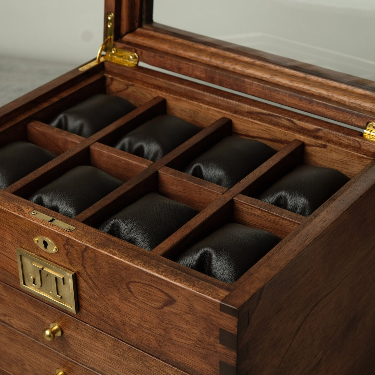 Premium Watch Box for 16 Watches with 3 Drawers and Lock | Hardwood - Deferichs