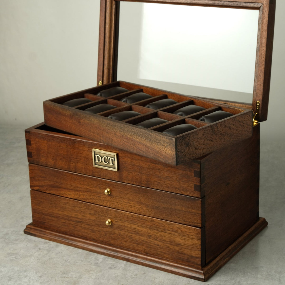 Premium Watch Box for 20 Watches with Cufflink Drawer | Hardwood - Deferichs