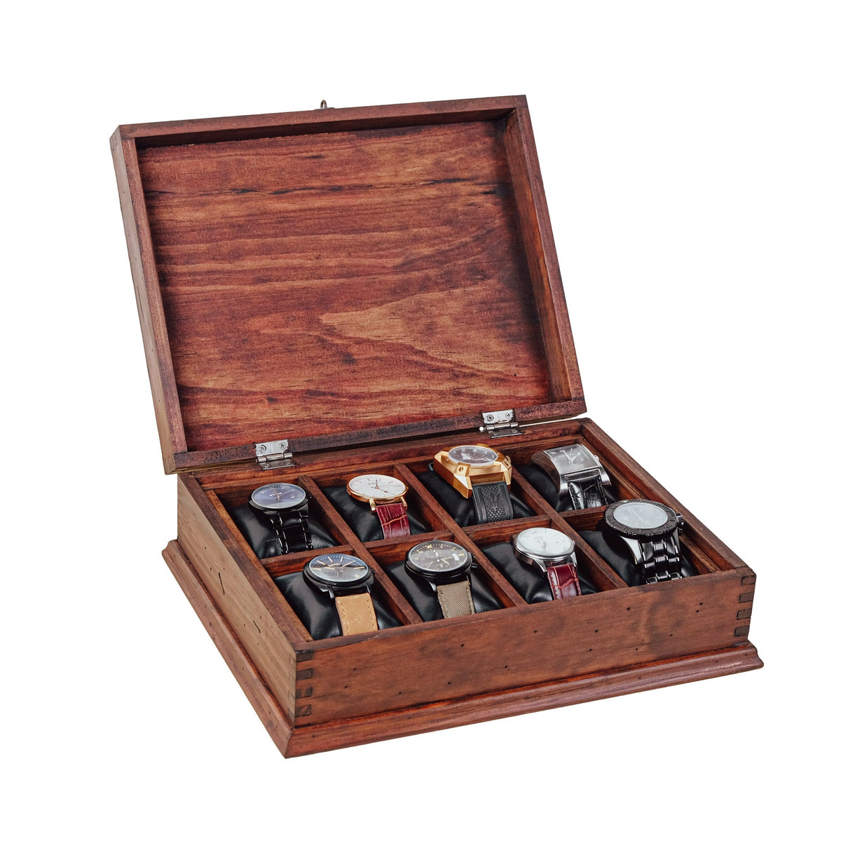 Rustic Watch Box for 8 Watches - Slim Design - Removable Tray - Deferichs