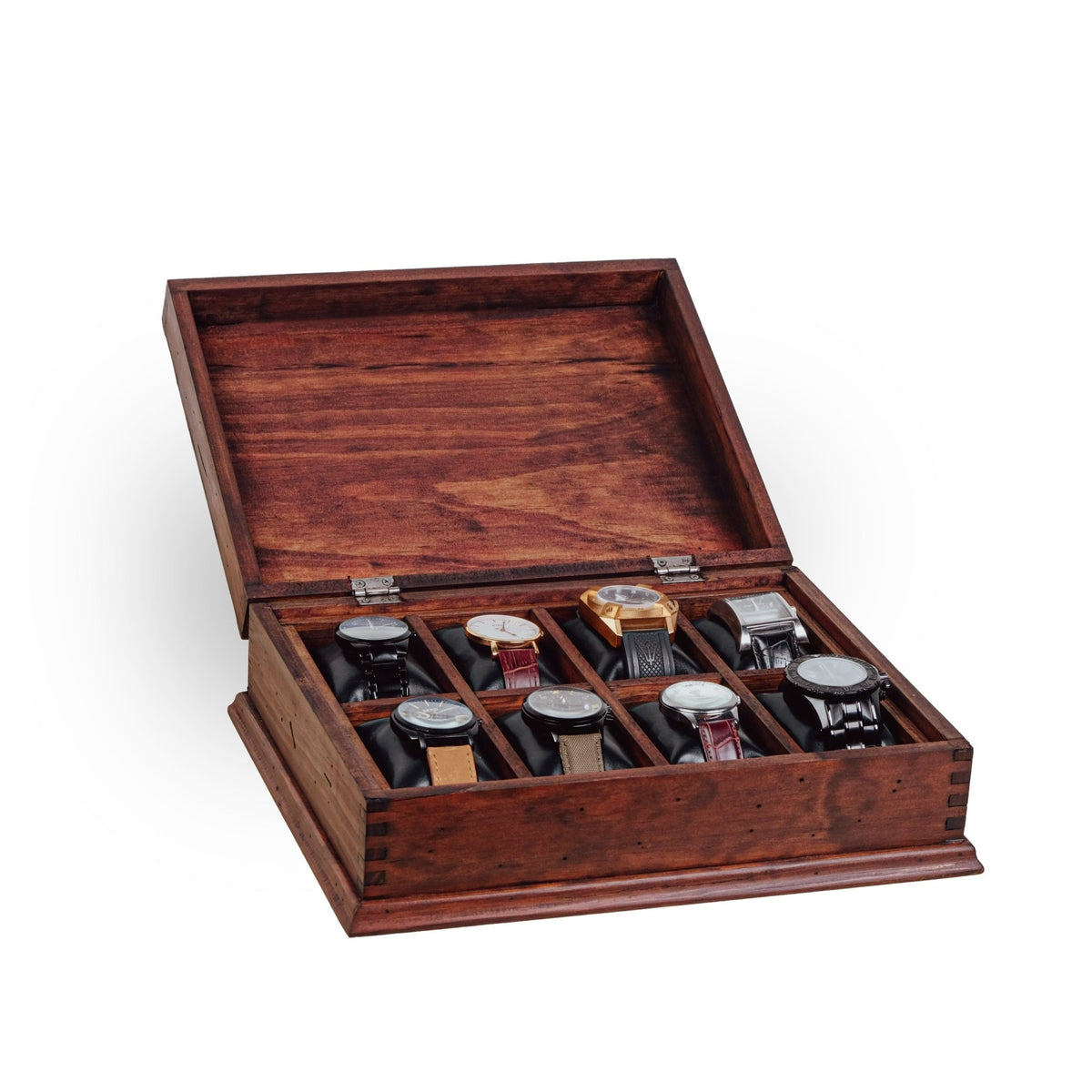 Rustic Watch Box for 8 Watches - Slim Design - Removable Tray - Deferichs