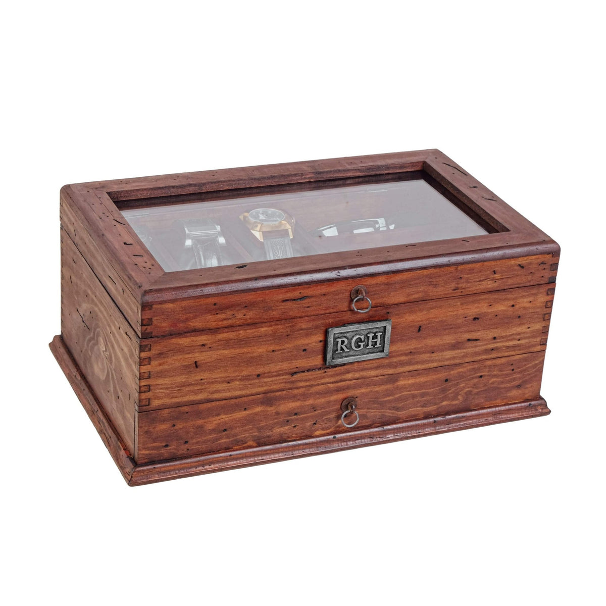 Solid Wood Watch Box with Drawer - holds 6 Watches and 3 Sunglasses - Deferichs