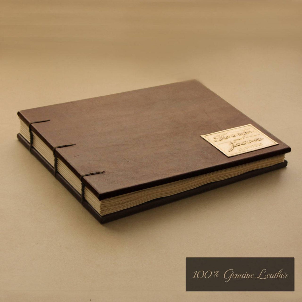 Vintage Wedding Guest Book - 100% Genuine Leather - Coptic Binding - Customizable - Deferichs
