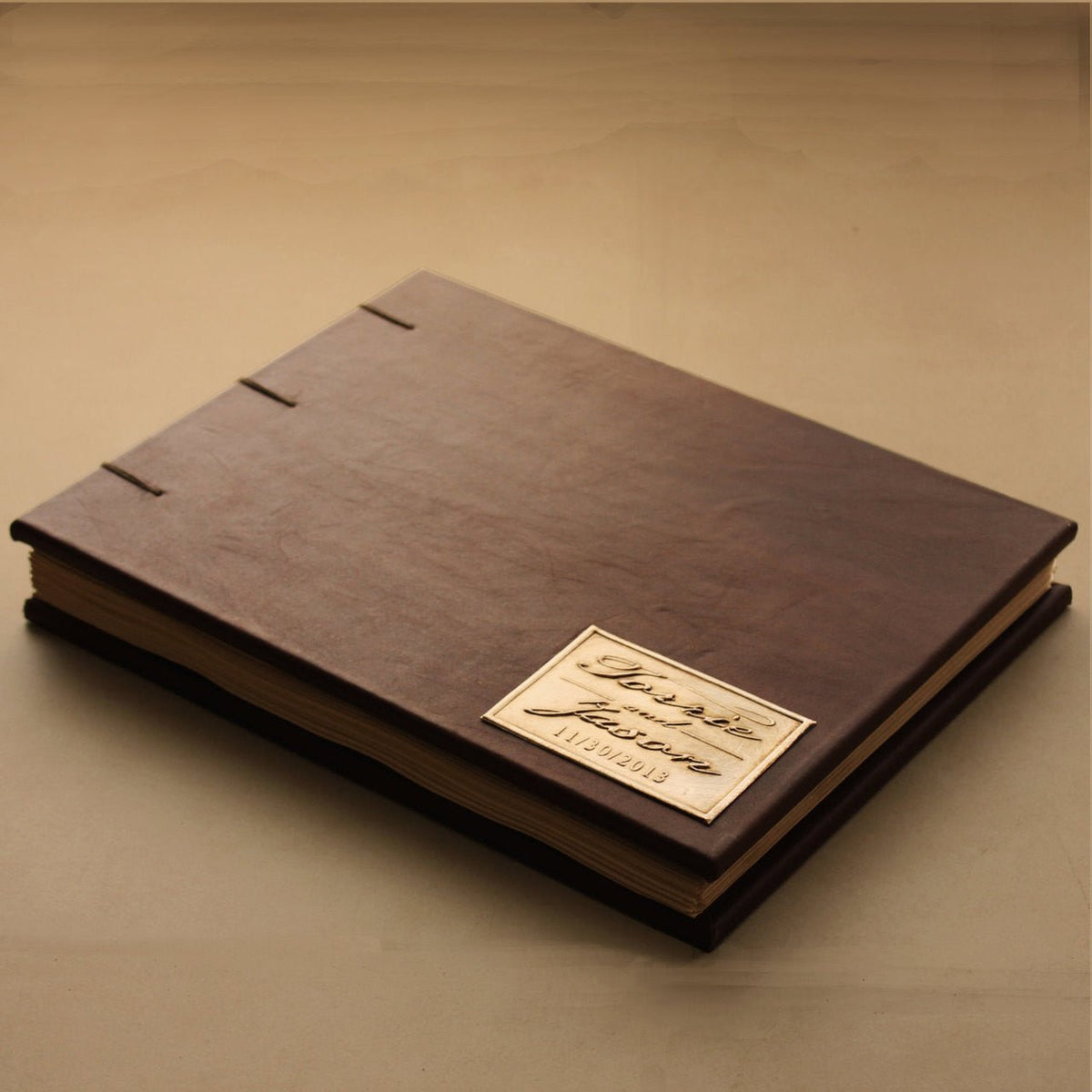 Vintage Wedding Guest Book - 100% Genuine Leather - Coptic Binding - Customizable - Deferichs