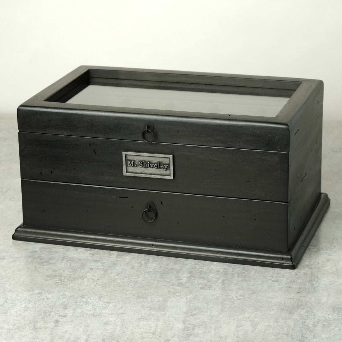 Watch Box for 20 Watches with Drawer Black Ebonized Wood - Deferichs