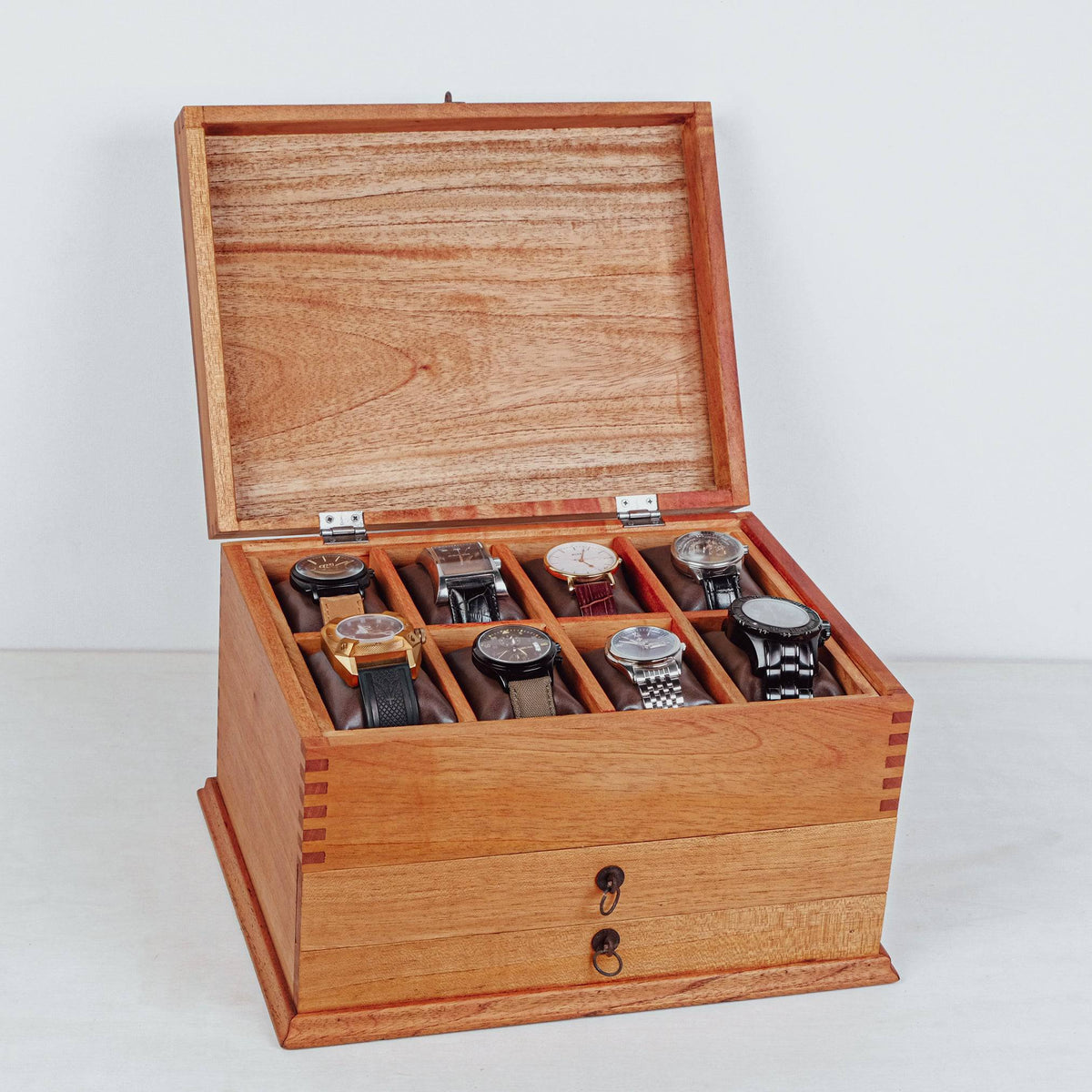 Watch Box for 8 Watches with two drawers - Solid Cedar Wood - Deferichs