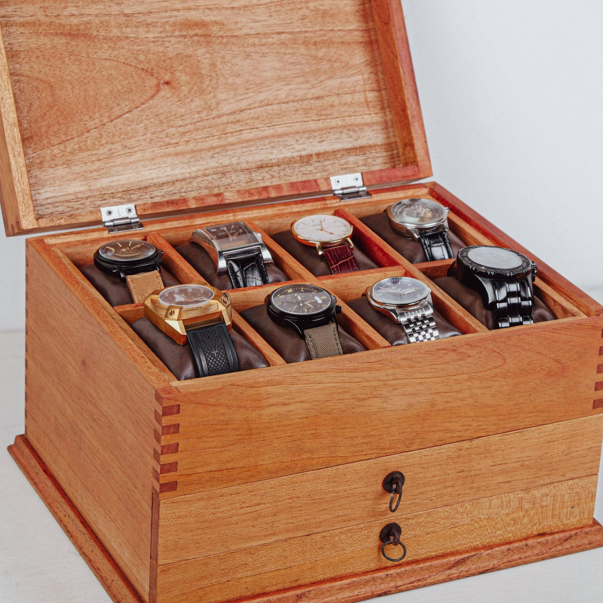 Watch Box for 8 Watches with two drawers - Solid Cedar Wood - Deferichs
