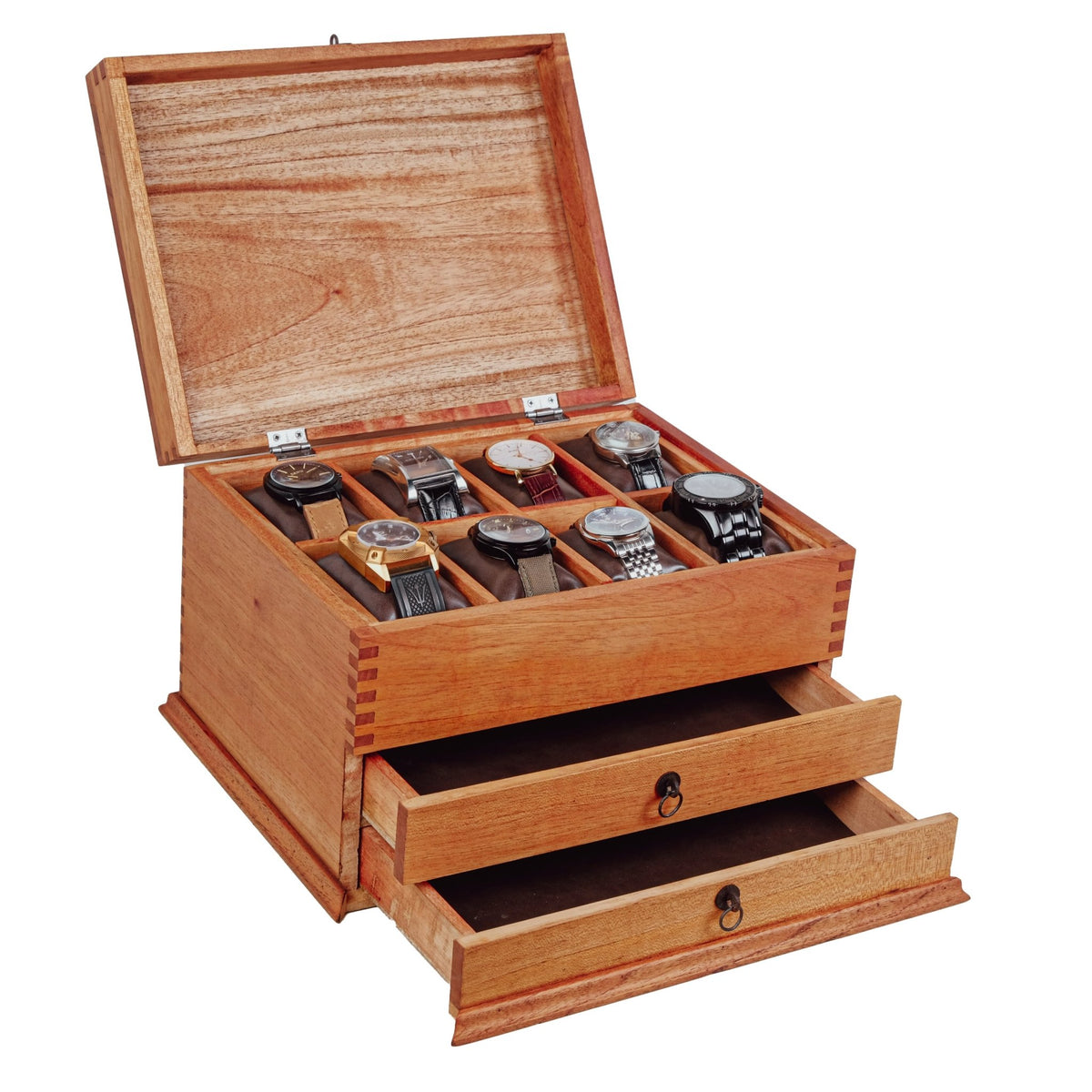 Watch Box for 8 Watches with two drawers - Solid Cedar Wood - Deferichs