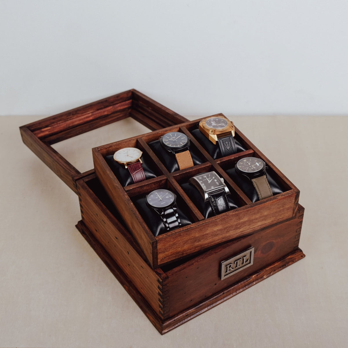 Watch Box with Secret Compartment – Holds 6 Watches - Deferichs