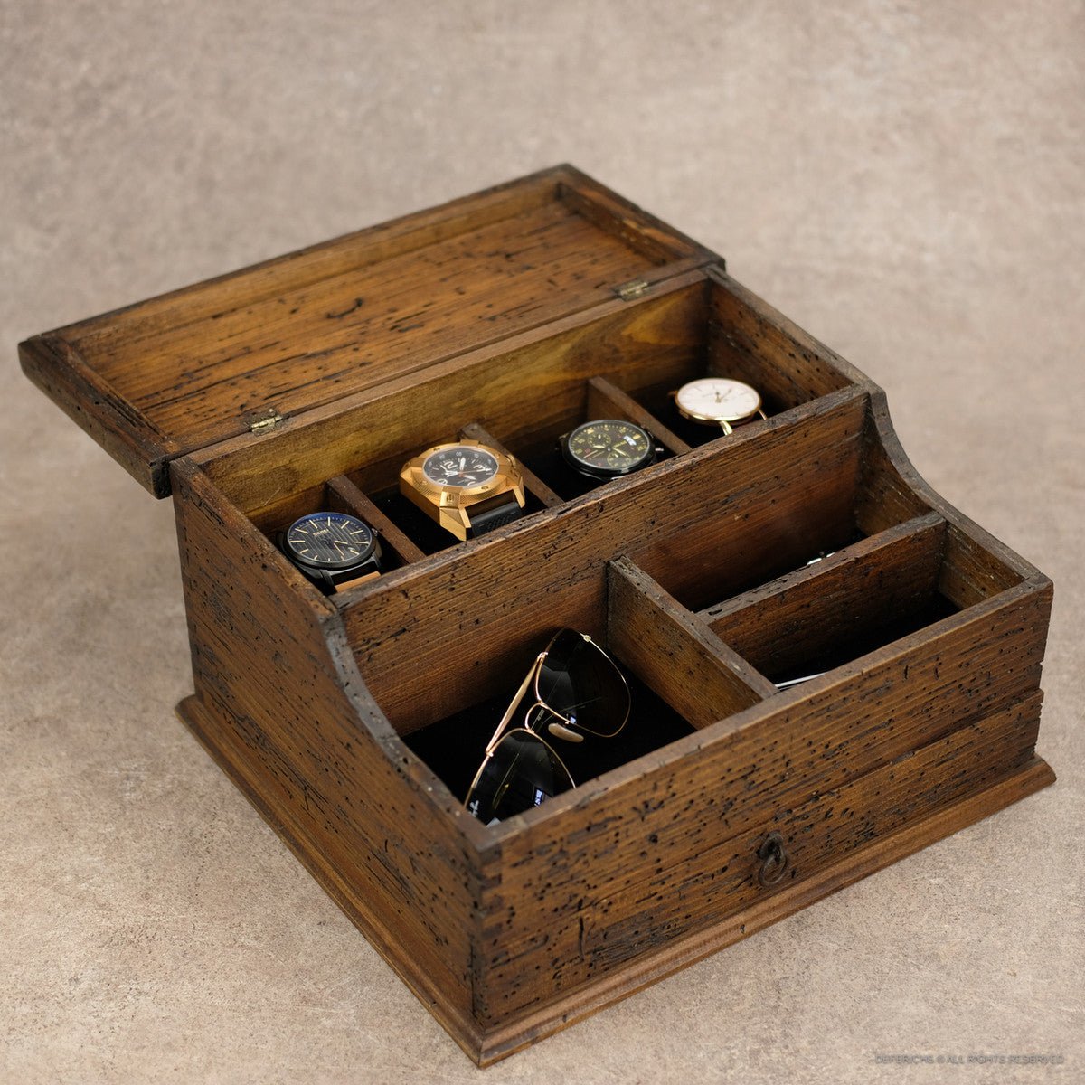 Watch Box with Valet Organizer for 4 Watches and Drawer - Deferichs