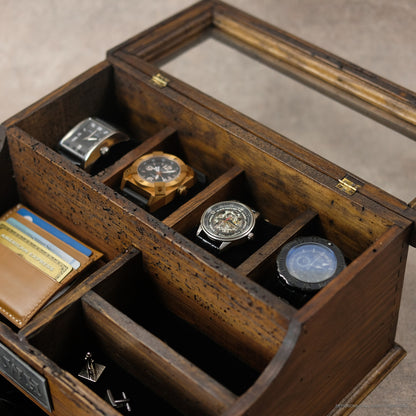 Watch Box with Valet Organizer for 4 Watches and Drawer - Deferichs